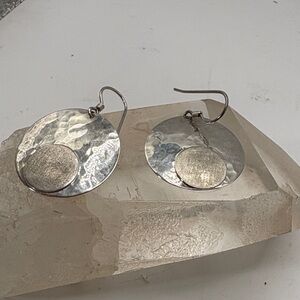 Sterling Silver Hammered Disc Earrings